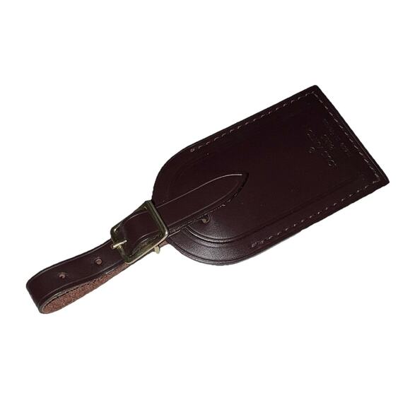 RARE Louis Vuitton Name Tag Maroon Leather Bordeaux France Goldtone LN - Picture 4 of 16